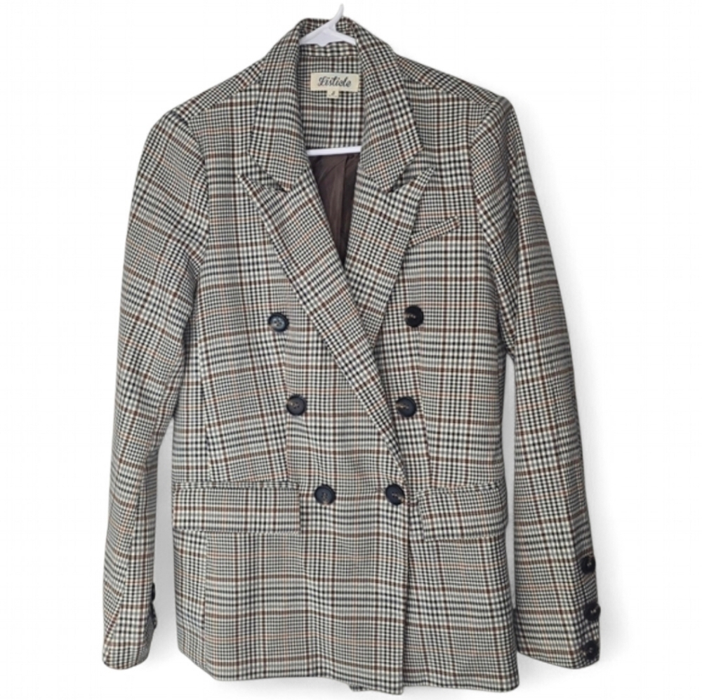 Listicle Plaid‎ Oversized Double Breasted Blazer Size Small